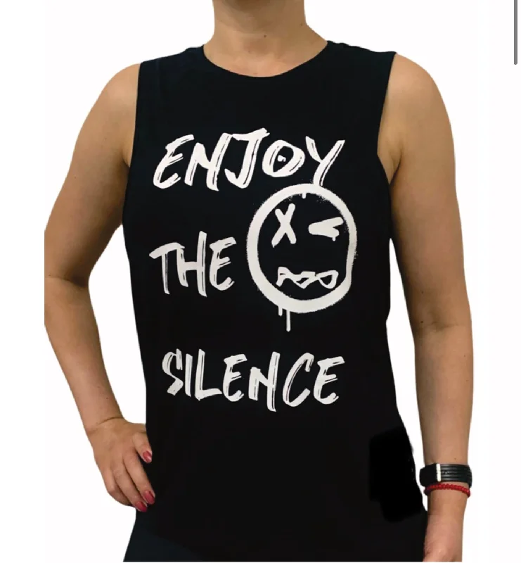 Women’s Black "Enjoy the Silence" Muscle Tank flowy tank top