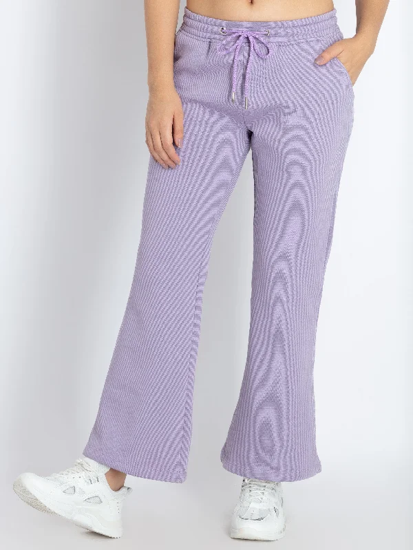 Womens Solid Knitted Track Pants Trendy Wide-Leg Pants