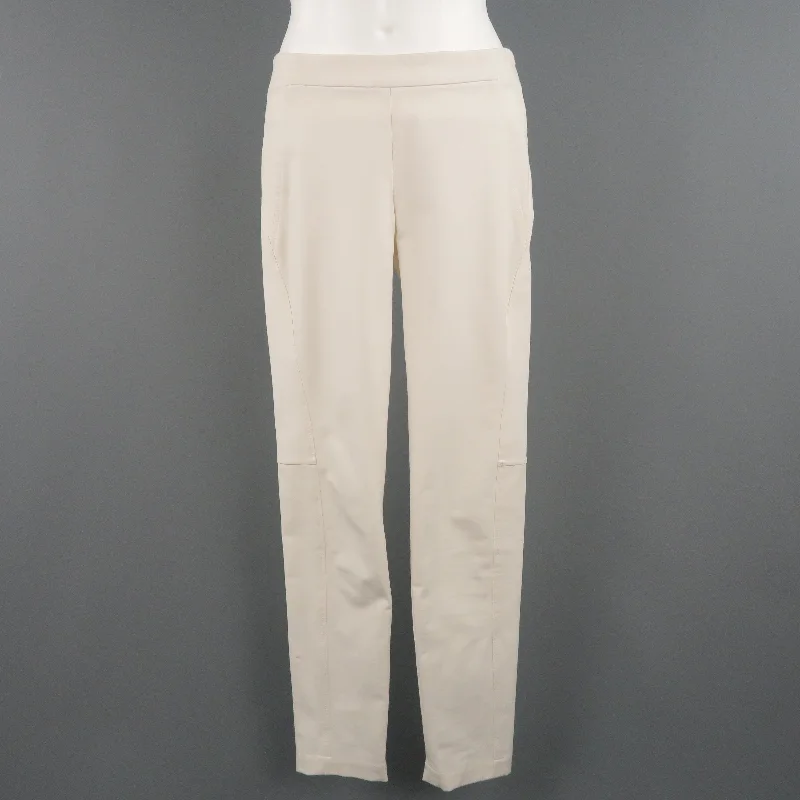 BRUNELLO CUCINELLI Size 4 Off White Cotton / Elastane Stretch Pants Comfy Athletic Pants BRUNELLO CUCINELLI Size 4 Off White Cotton / Elastane Stretch Pants Comfy Athletic Pants