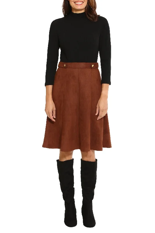 London Times high neck 3/4 sleeve ribbed top gold button detail faux suede skirt denim skirt durable London Times high neck 3/4 sleeve ribbed top gold button detail faux suede skirt denim skirt durable