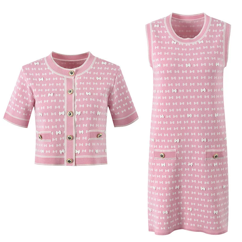 Small fragrance top + vest skirt two-piece set floral skirt print