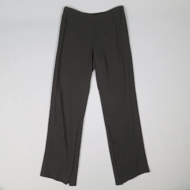 ANN DEMEULEMEESTER Size 8 Black Viscose/Wool Hook Eye Slit Dress Pants Trendy Printed Leggings ANN DEMEULEMEESTER Size 8 Black Viscose/Wool Hook Eye Slit Dress Pants Trendy Printed Leggings