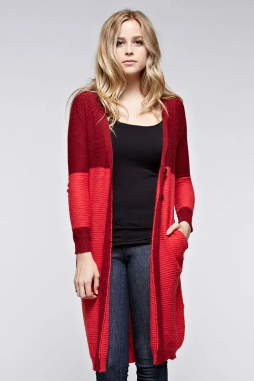 Ladies Long Cardigan Zippered Front Buttoned Front Snap Front