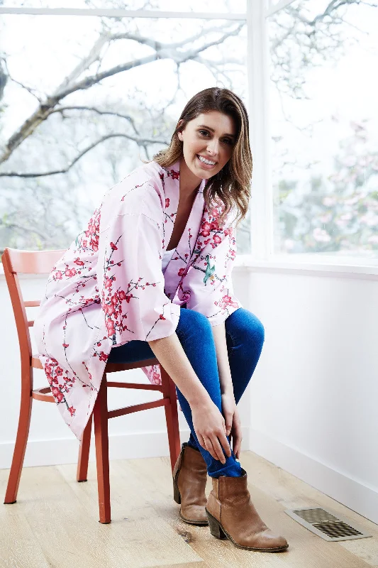 Plum & Warbler Cotton Kimono Jacket Cardigan Sweater Pullover