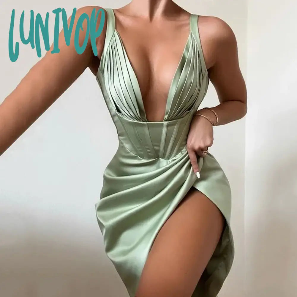 green fishbone dress