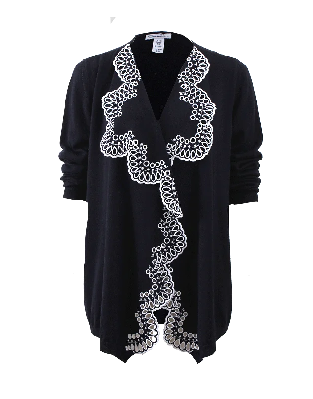 Eyelet Trim Cardigan Long Cardigan Short Cardigan Medium Cardigan