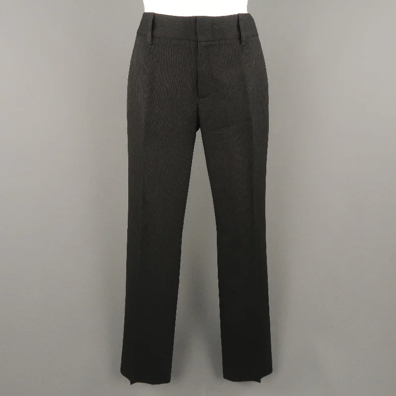 GUCCI Size 2 Black Striped Wool Blend Straight Leg Dress Pants Cozy Jogger Leggings