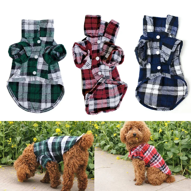 Maxbell Maxbell Pet Dog Green Plaid Pattern T-Shirt Lapel Coat Jacket Clothes Apparel Tops-M Fleece Jacket Down Jacket Parka Maxbell Maxbell Pet Dog Green Plaid Pattern T-Shirt Lapel Coat Jacket Clothes Apparel Tops-M Fleece Jacket Down Jacket Parka