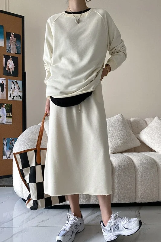 CASUAL STYLE TWO-PIECE SKIRT SET belted skirt waist