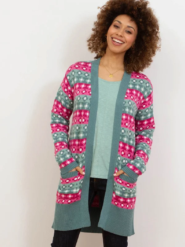 Parley longline knit cardigan Boat Neck Shawl Collar Notched Collar