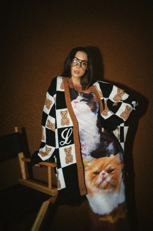 Don't Kill My Vibe Oversized Teddy Cardigan Toggled Drawstring Belted