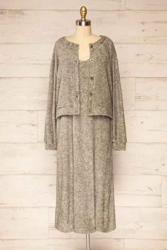 Set Diez Grey | Knitted Dress & Cardigan Button Cardigan Zip Cardigan Pullover Cardigan Set Diez Grey | Knitted Dress & Cardigan Button Cardigan Zip Cardigan Pullover Cardigan