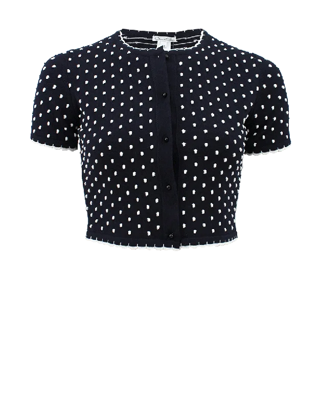 Cropped Dot Print Cardigan Button Cardigan Zip Cardigan Pullover Cardigan