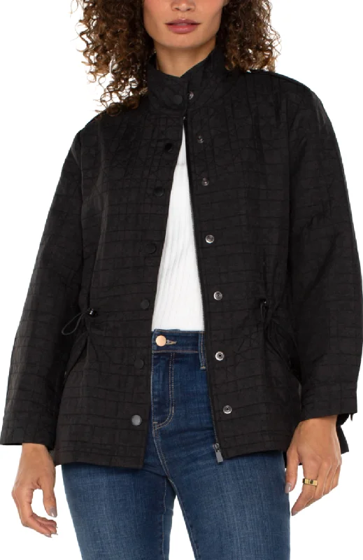 Utility Quilted Jacket Stand-Up Collar Roll-Neck Collar Turtle Neck