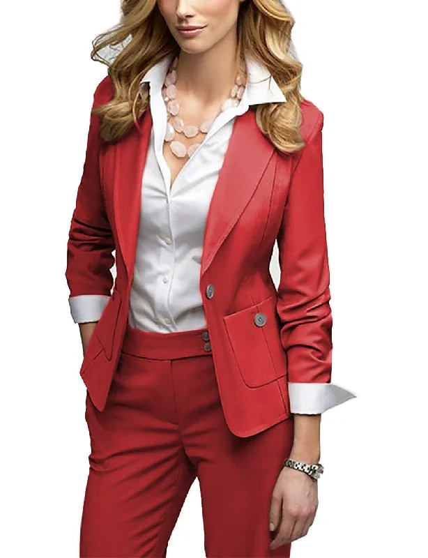 Women's Casual 2 Pieces Slim Fit Solid Color Peak Lapel Suit (Blazer+Pants) Wide-Legged Palazzos Women's Casual 2 Pieces Slim Fit Solid Color Peak Lapel Suit (Blazer+Pants) Wide-Legged Palazzos