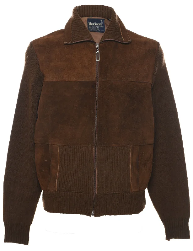 Zip Front Suede Cardigan - XL Lightweight Heavyweight Midweight
