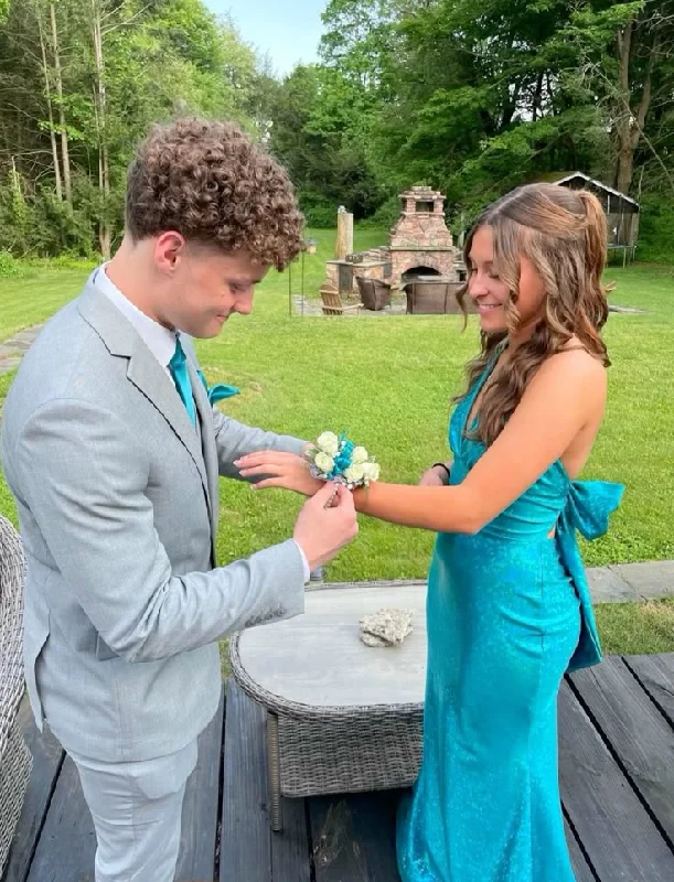 Turquoise Halter Neck Mermaid Satin Long Prom Dress Formal Party Dress, DP4849 Halter Neckline Beach Turquoise Halter Neck Mermaid Satin Long Prom Dress Formal Party Dress, DP4849 Halter Neckline Beach