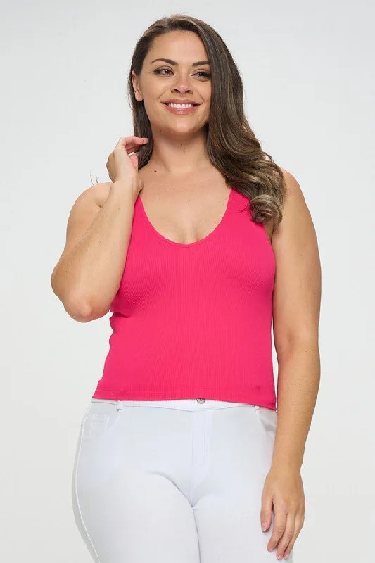 Women's Plus Reversible Seamless Solid Ribbed Tank cotton tank top