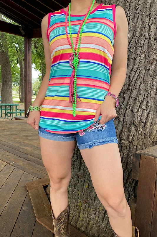 YMY11027 Multi color stripped tank top cotton tank top