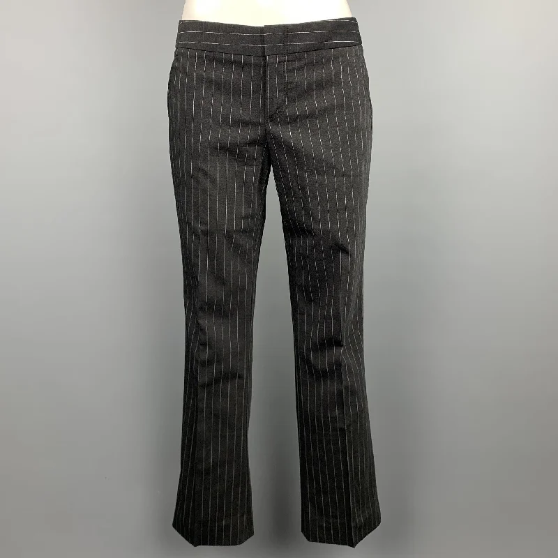 GUCCI Size 4 Charcoal Wool Blend Pinstripe Straight Leg Dress Pants Comfy Zip-Up Pants GUCCI Size 4 Charcoal Wool Blend Pinstripe Straight Leg Dress Pants Comfy Zip-Up Pants
