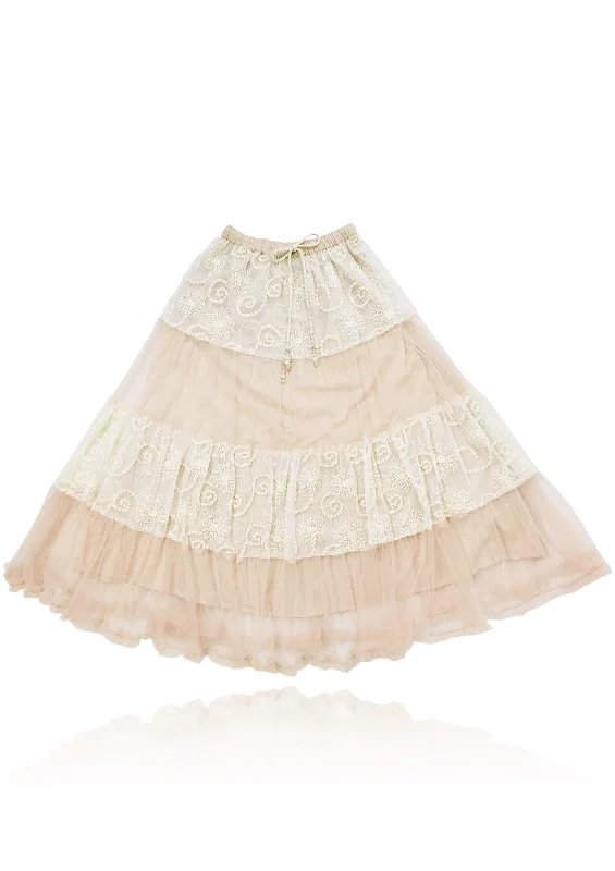 [ OUTLET!] DOLLY by Le Petit Tom ® BOHO maxi skirt ballet pink denim skirt fashionable