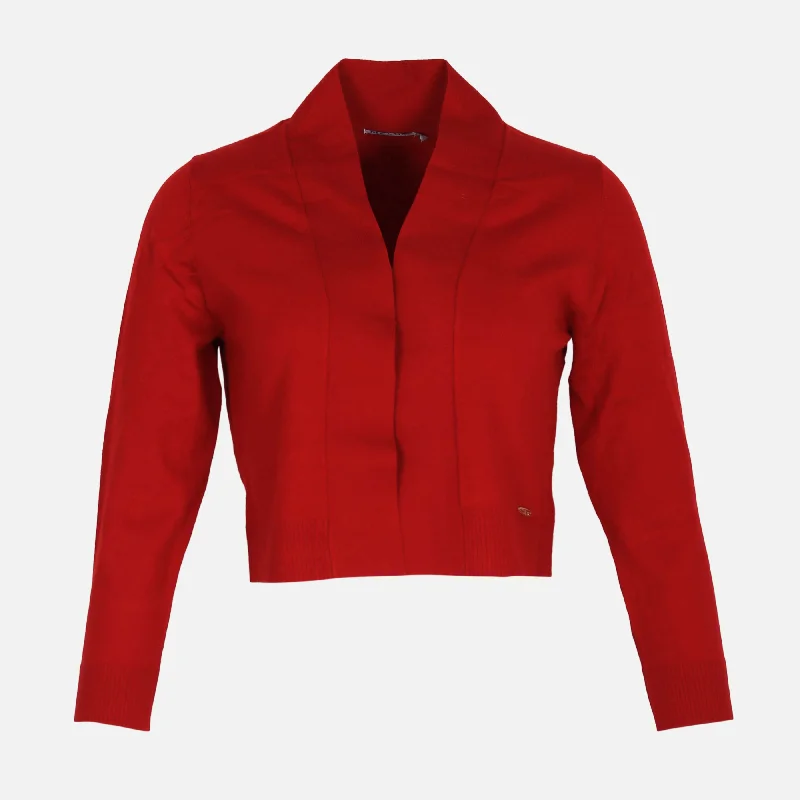 WOMEN FRONT OPEN CARDIGAN Mesh Blend Leather Blend Suede Blend
