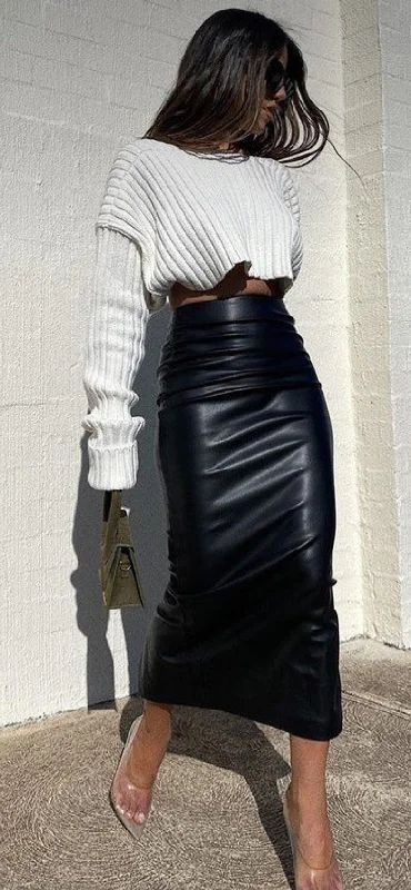 Sasha leather skirt ( Pre - order delivered 11-14-23) velvet skirt rich