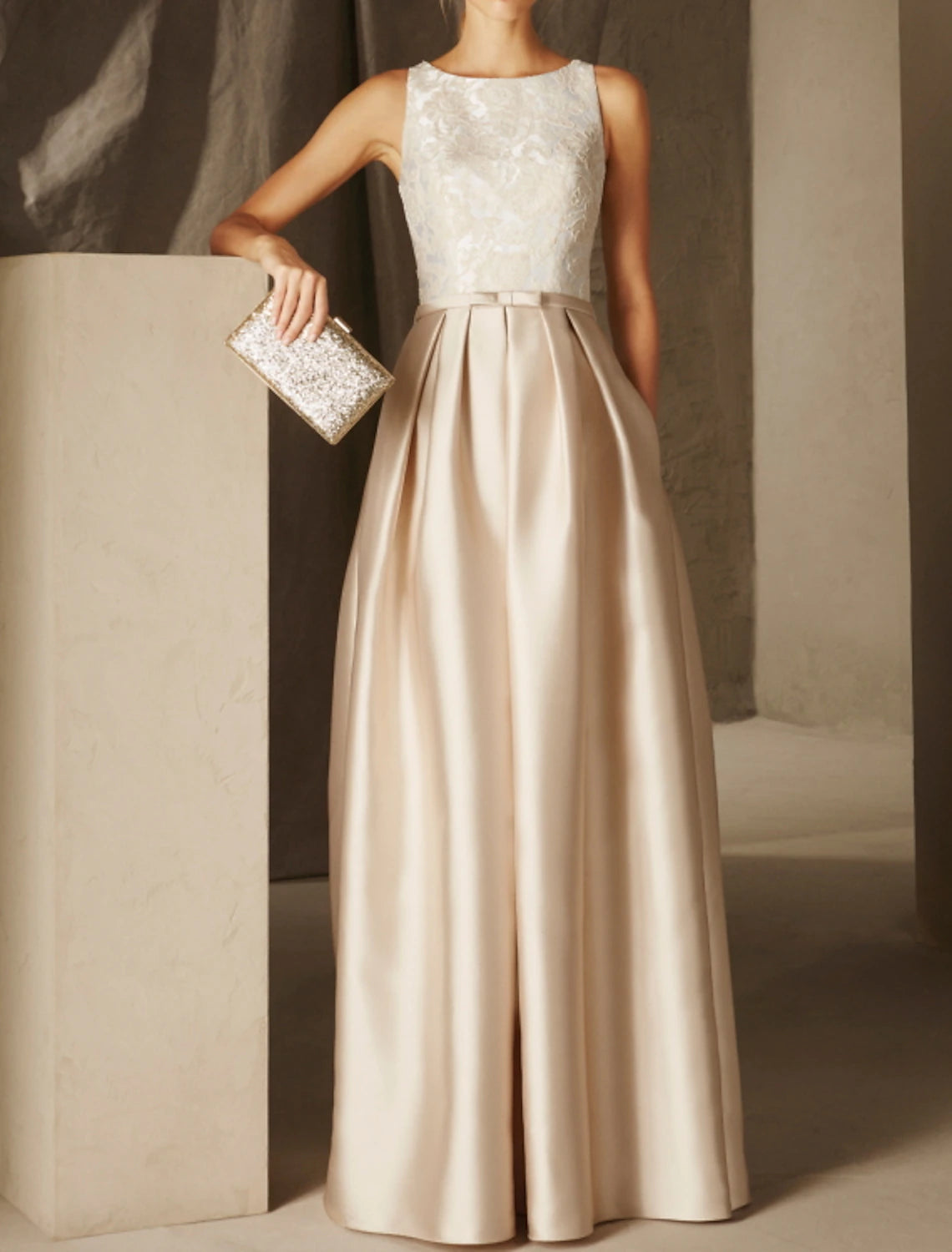 A-Line Party Dress Empire Elegant Wedding Guest Formal Evening Dress Jewel Neck Sleeveless Floor Length Satin with Sash / Ribbon Pleats Appliques Tunics Wedding white A-Line Party Dress Empire Elegant Wedding Guest Formal Evening Dress Jewel Neck Sleeveless Floor Length Satin with Sash / Ribbon Pleats Appliques Tunics Wedding white