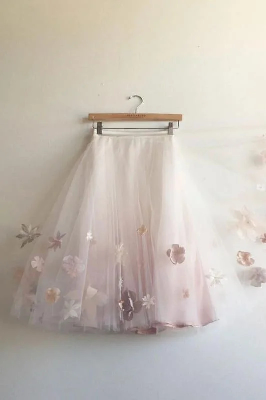 Knee Length with Appliques Cute A Line Cheap Tulle Skirt a-line skirt cut