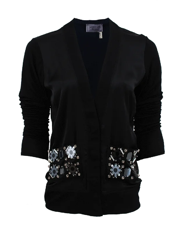 Long Sleeve V-Neck Cardigan Print Jacquard Patchwork