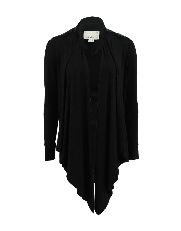 Long Sleeve Drape Leather Cardigan Fleece Cardigan Nylon Polyester