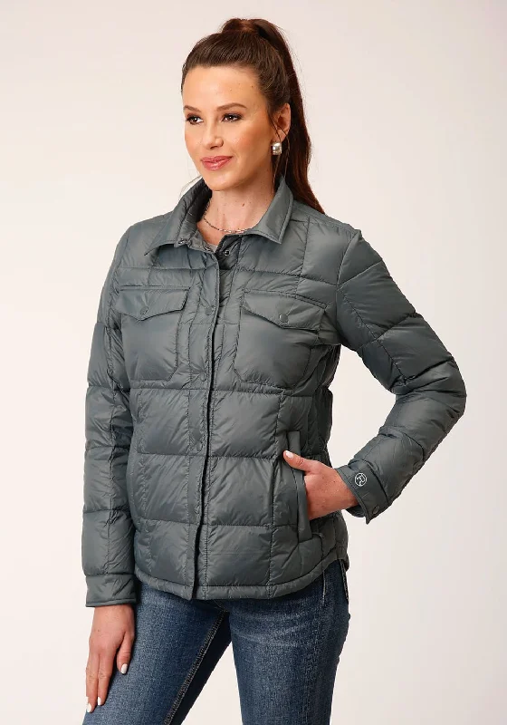 Roper Womens Crushable Down Silver Sage 100% Nylon Softshell Jacket Snapped Jacket Toggled Jacket Drawstring Jacket Roper Womens Crushable Down Silver Sage 100% Nylon Softshell Jacket Snapped Jacket Toggled Jacket Drawstring Jacket