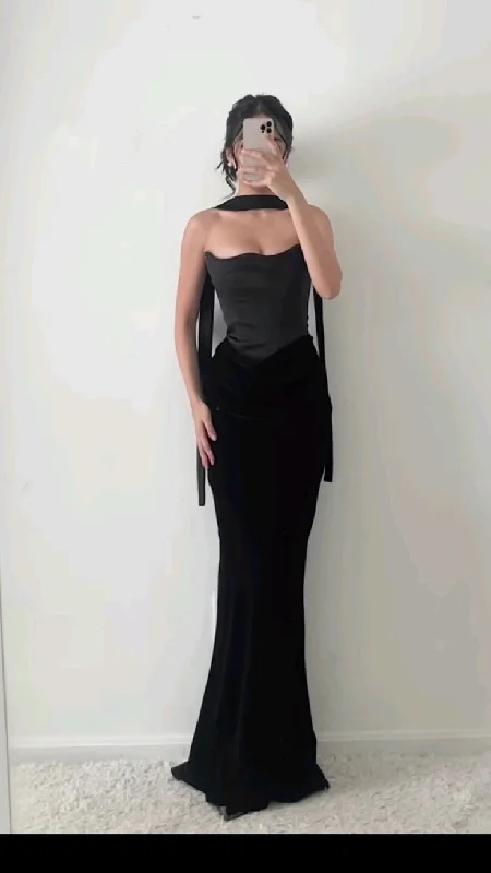 Elegant Strapless Mermaid Satin Long Evening Party Dress Prom Gown, DP4401 A-Line Day Work Elegant Strapless Mermaid Satin Long Evening Party Dress Prom Gown, DP4401 A-Line Day Work