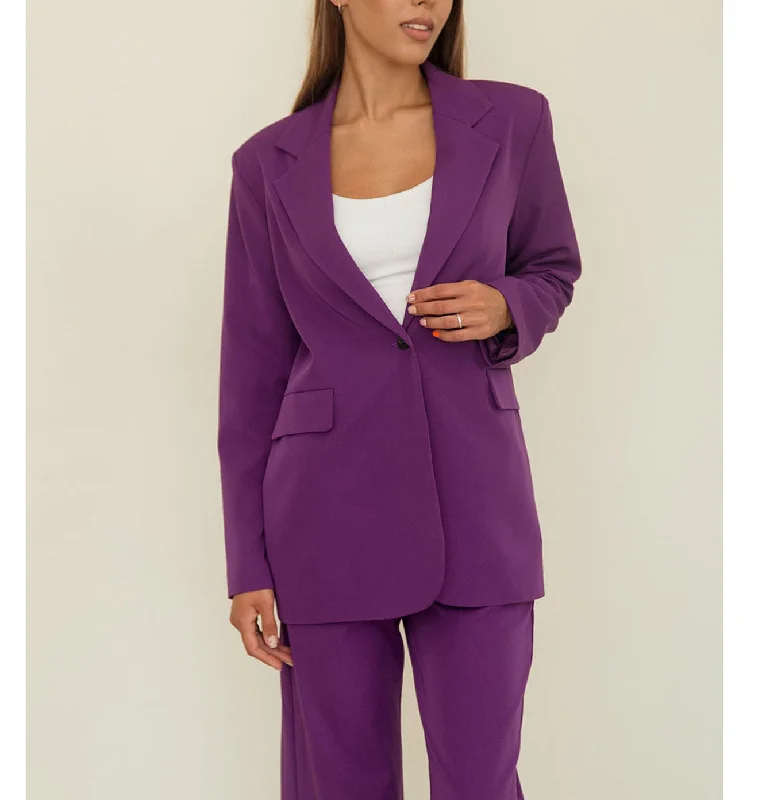 2 Pieces Single Buttons Notch Lapel Women Suit（Blazer+Pants） Elegant Silk Pants