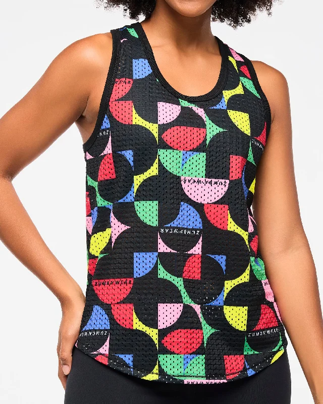 Zumba Haus Basketball Mesh Tank With Curved Hem cherry red tank
