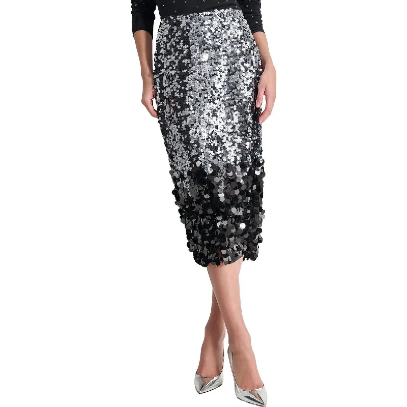 DKNY Womens Sequined  Midi Skirt chiffon skirt floaty