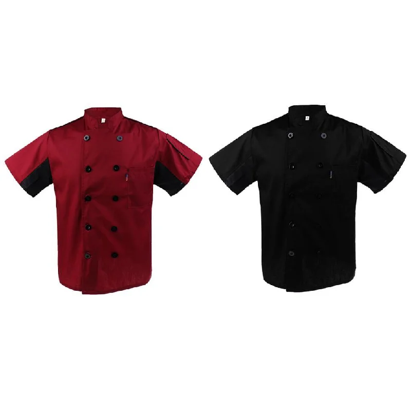 Maxbell 2pcs Durable Red Black Chef Jackets Short Sleeve Hotel Waiter Kitchen Waiter Uniform Work Wear Tops M Trench Coat Raincoat Waterproof Jacket Maxbell 2pcs Durable Red Black Chef Jackets Short Sleeve Hotel Waiter Kitchen Waiter Uniform Work Wear Tops M Trench Coat Raincoat Waterproof Jacket