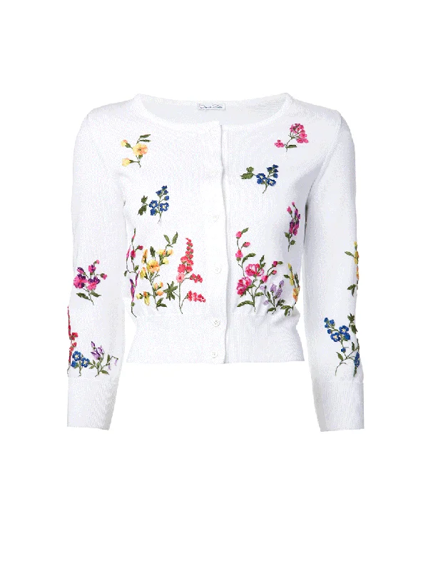 Floral Embroidered Cardigan Wool Cardigan Cotton Cardigan Cashmere Cardigan