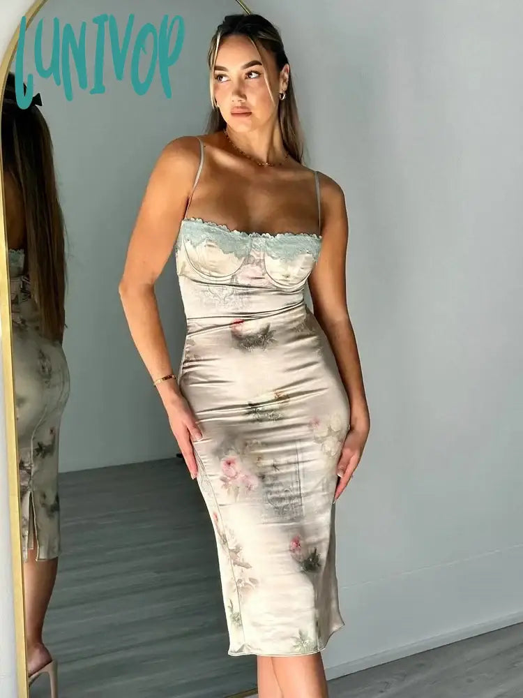 Lunivop Elegant Summer Spaghetti Strap Bodycon Dress Sexy Floral Printing Birthday Party Dresses Midi Women Dress Tunics Designer luxury Lunivop Elegant Summer Spaghetti Strap Bodycon Dress Sexy Floral Printing Birthday Party Dresses Midi Women Dress Tunics Designer luxury