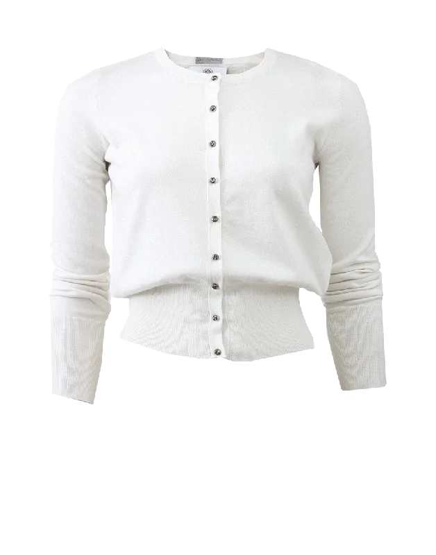 Crystal Button Cardigan Collared Crew Neck Turtle Neck