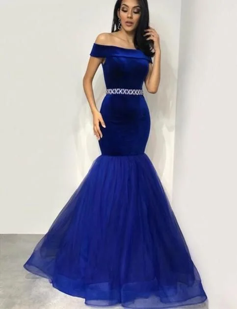 Royal Blue party dress off shoulder evening dress mermaid beading long prom dress cg6778 Crew Neckline Casual Royal Blue party dress off shoulder evening dress mermaid beading long prom dress cg6778 Crew Neckline Casual