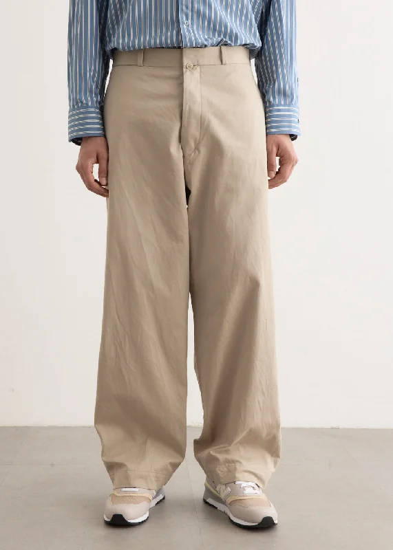Chino Cloth Wide Pants Relaxed Lounge Trousers