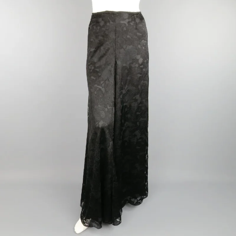 CHANEL Fall 2006 Size 8 Black Viscose / Silk Lace Extreme Wide Leg Dress Pants Chic Faux Leather Pants CHANEL Fall 2006 Size 8 Black Viscose / Silk Lace Extreme Wide Leg Dress Pants Chic Faux Leather Pants