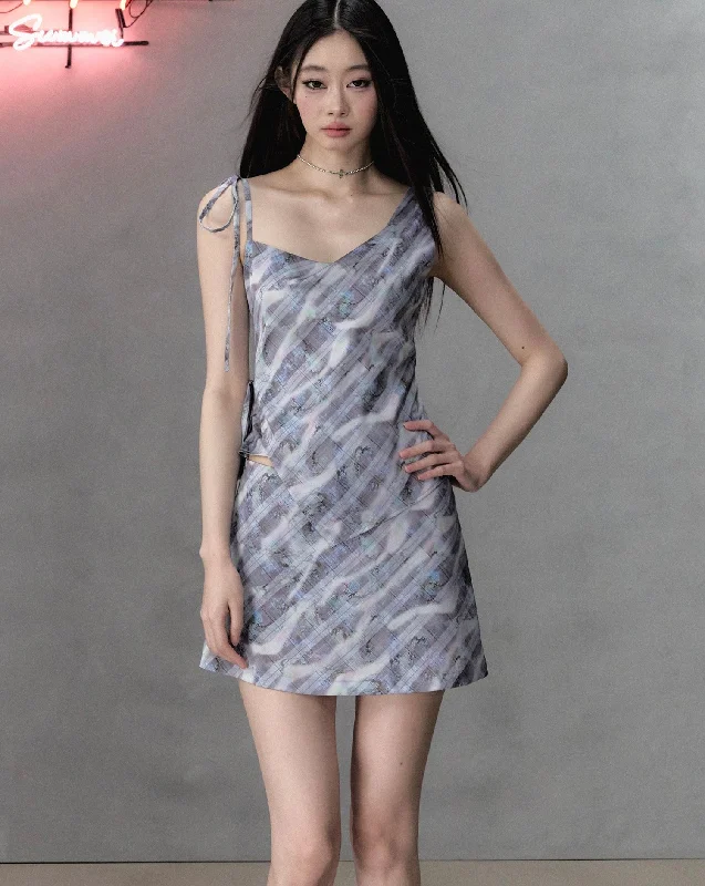 Colorful Plaid Vest/A-line Short Skirt VIA0133 silk skirt lustrous