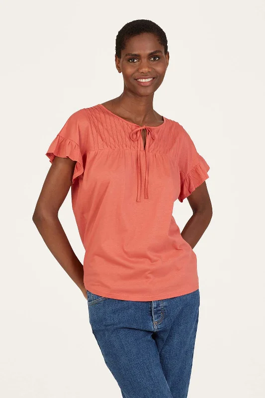 Thought Arina Organic Cotton Yoke Tank Top in Rock Red beige tank top