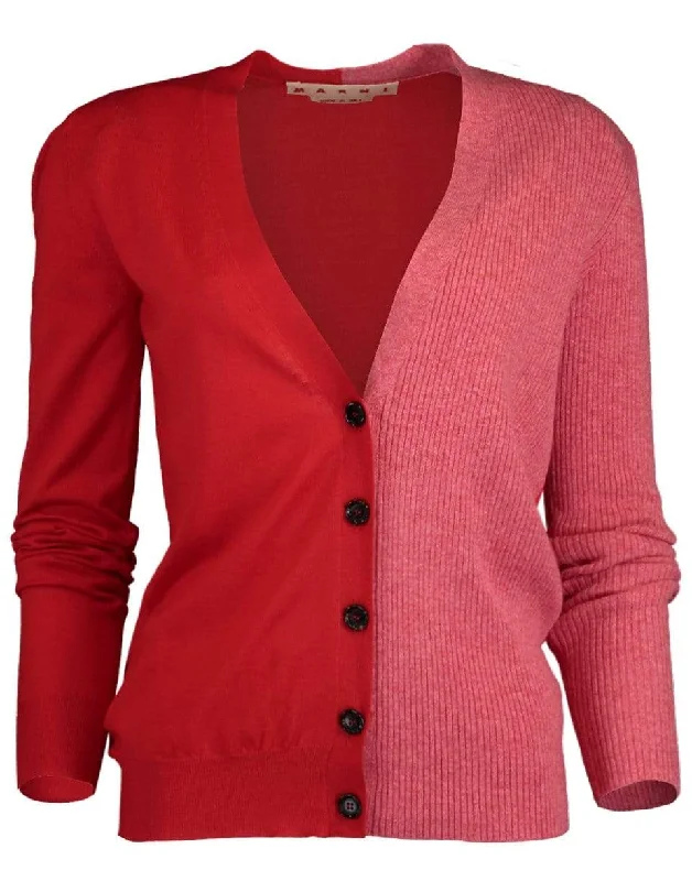 Orange and Red Color Blocked Cardigan Chenille Fabric Brocade Fabric Lace Fabric