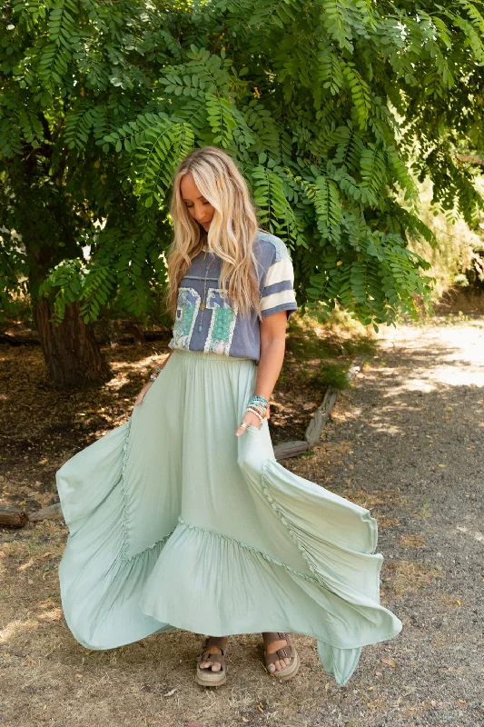 The Nest Forever Beauty Maxi Skirt - Pale Sage cashmere skirt rich