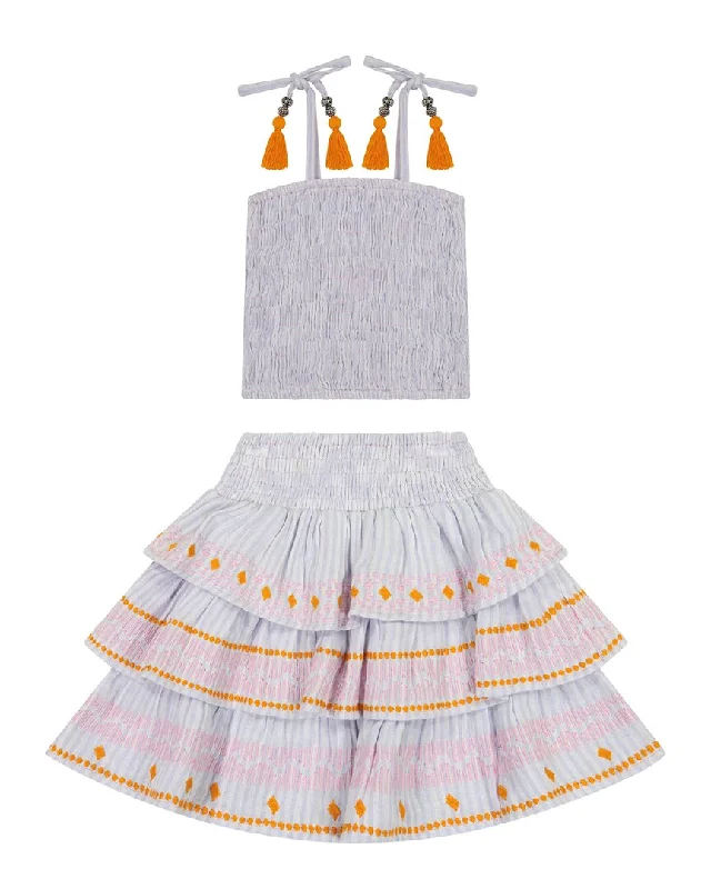 Mer St. Barth Louisa Smocked Top & Skirt Set cotton skirt soft