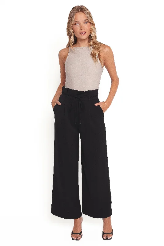 Thesis Pants - Black Elegant Palazzo Trousers