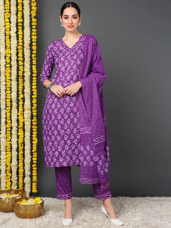 Women's Violet Viscose Rayon Printed Straight Kurta Pant Set With Dupatta - Ahika Elegant Dress Pants Women's Violet Viscose Rayon Printed Straight Kurta Pant Set With Dupatta - Ahika Elegant Dress Pants
